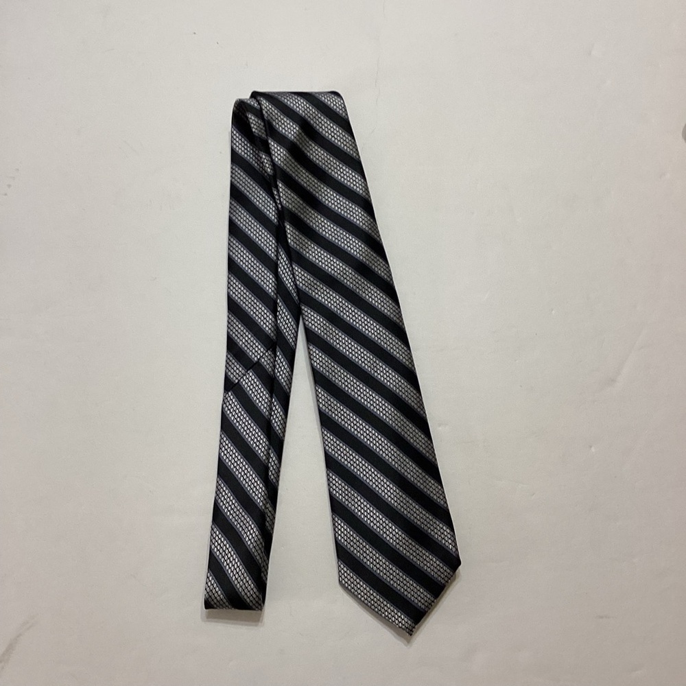 Black and Gray Striped Tie